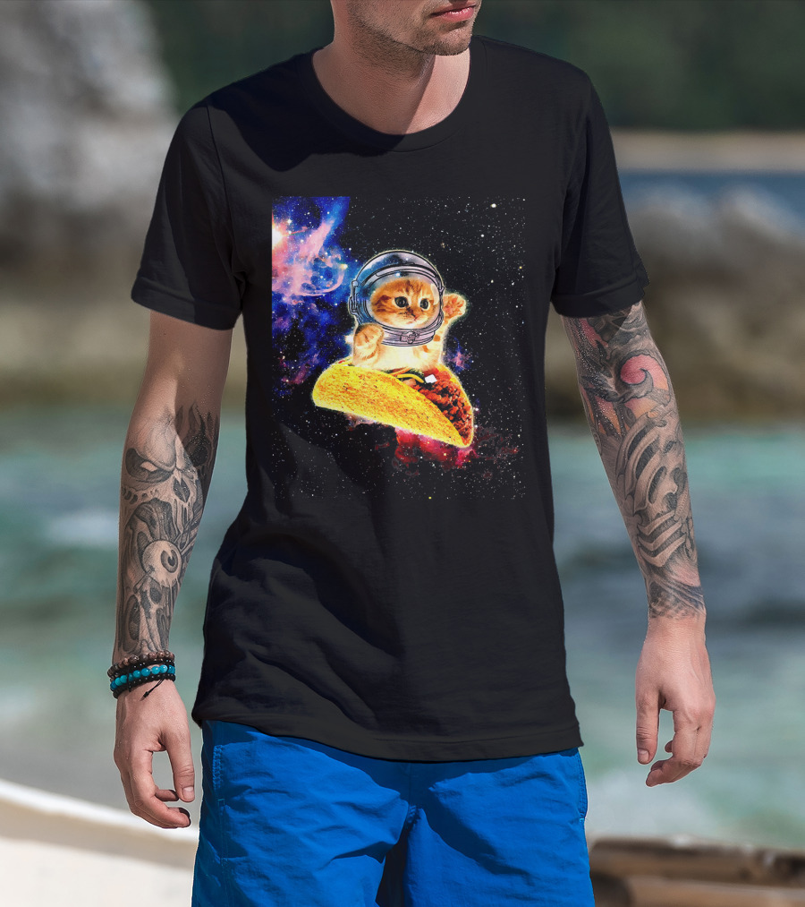 Crazy Space Taco Cat Astronaut Galaxy Adventure T-Shirt