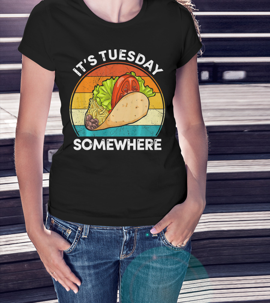 It's Tuesday Somewhere Vintage Taco Retro Stripes T-Shirt
