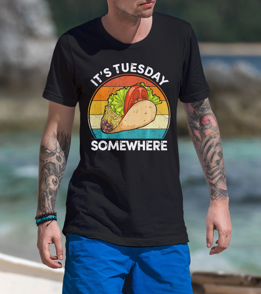 It's Tuesday Somewhere Vintage Taco Retro Stripes T-Shirt