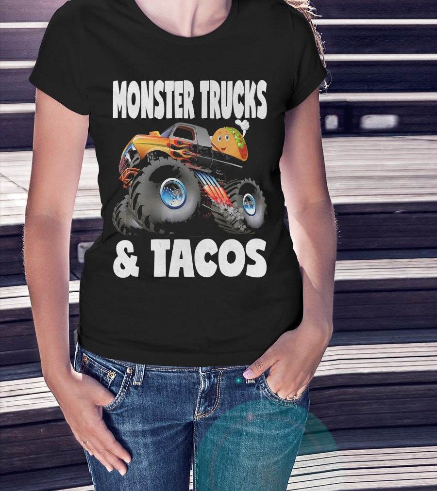 Monster Trucks And Tacos Funny Cute Taco Truck Adventure T-Shirt