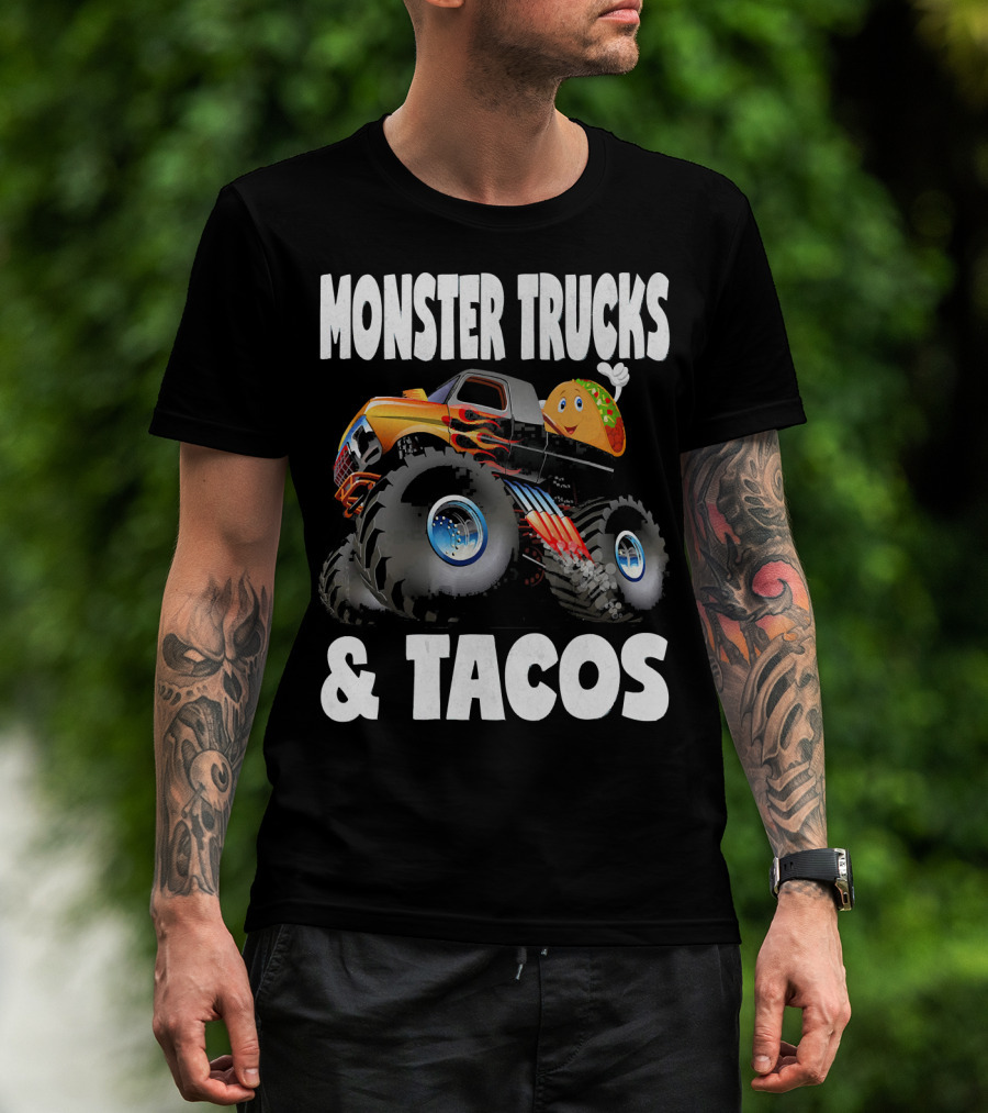 Monster Trucks And Tacos Funny Cute Taco Truck Adventure T-Shirt