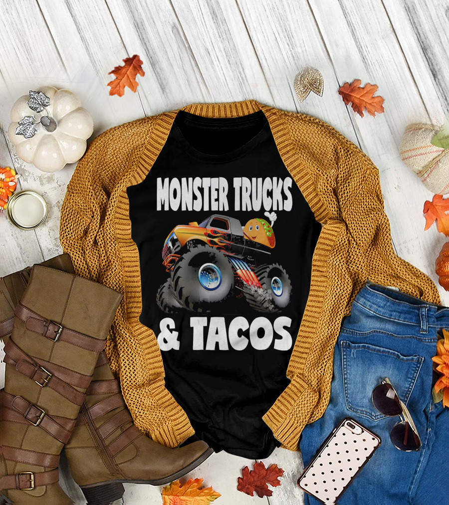 Monster Trucks and Tacos Funny Cute Taco Truck Adventure T-Shirt
