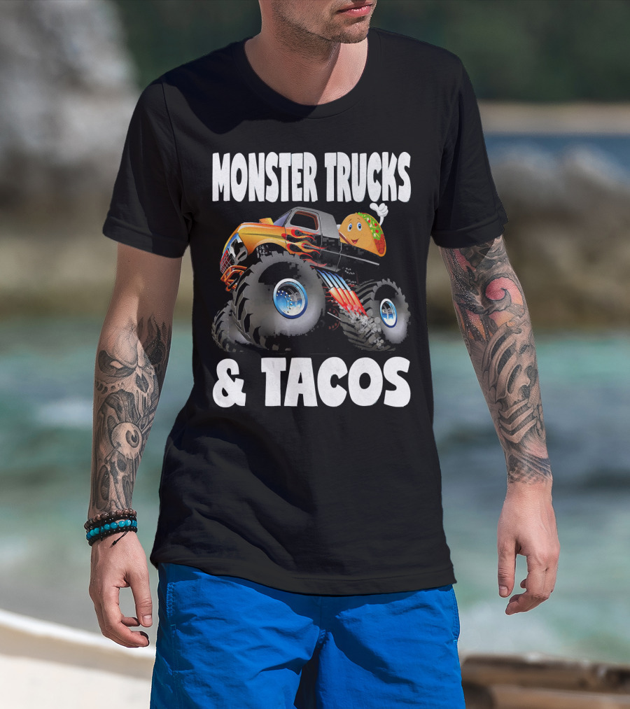 Monster Trucks And Tacos Funny Cute Taco Truck Adventure T-Shirt