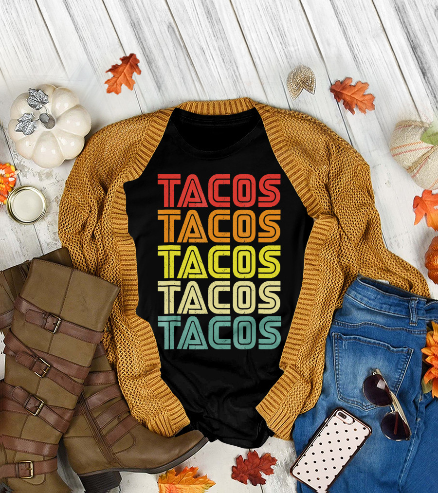 Vintage Retro Mexican Tacos Tuesday T-Shirt