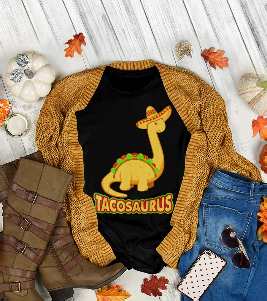 Tacosaurus Sombrero Dinosaur Taco T-Shirt