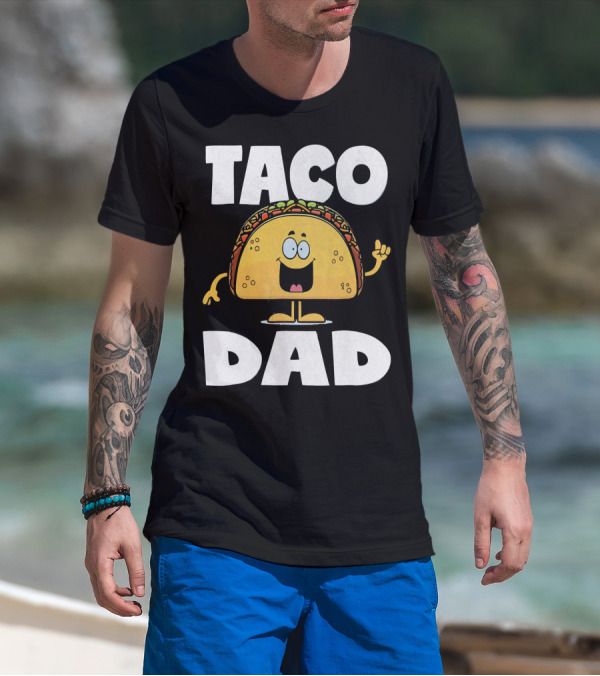Taco Dad Funny Vintage Tacos Fathers Cartoon T-Shirt
