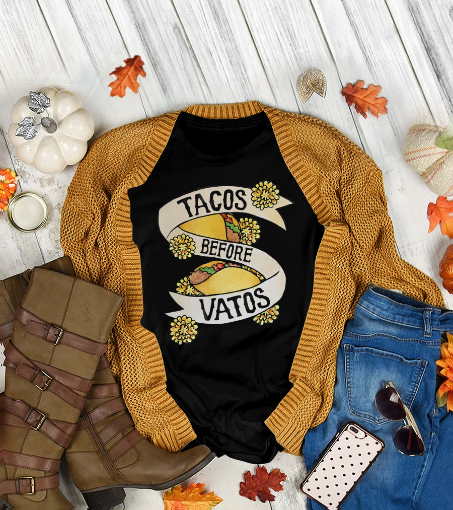 Tacos Before Vatos Feminist Taco Floral T-Shirt