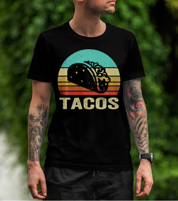 Vintage Tacos Retro Sunset Stripes T-Shirt