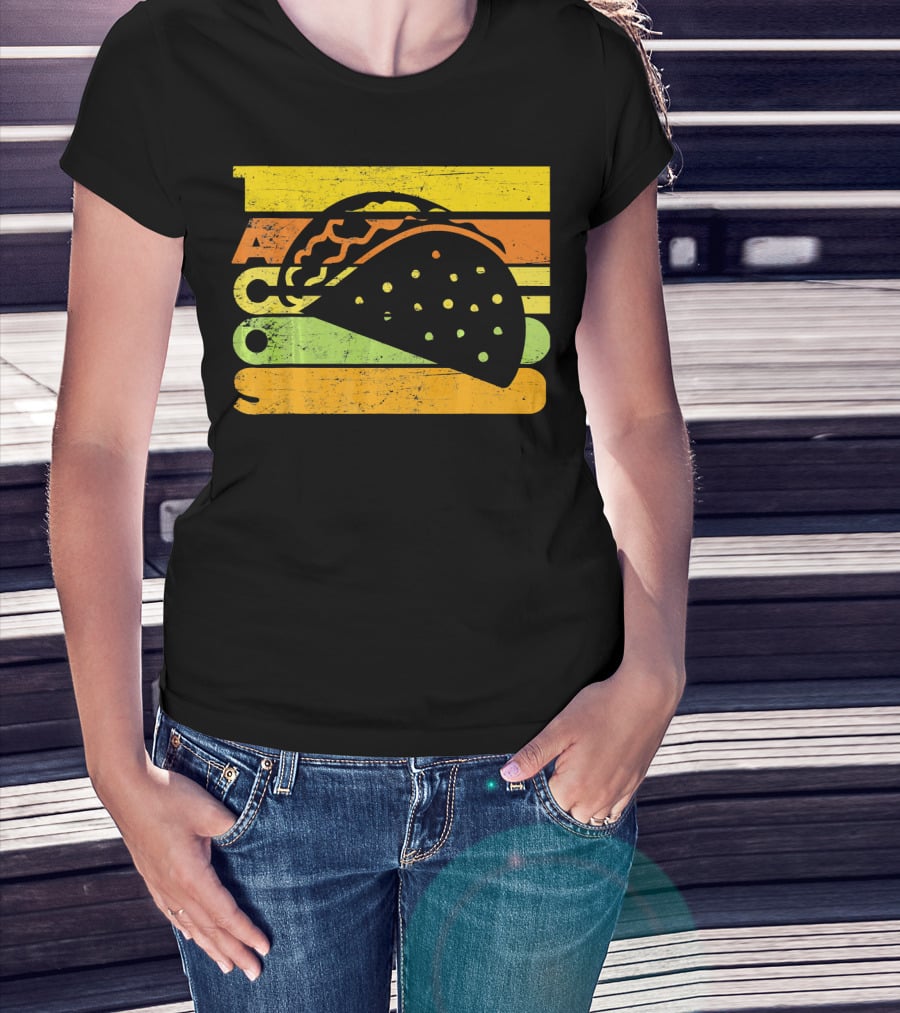 Vintage Retro Style Tacos Funny Ta Stripes Taco T-Shirt