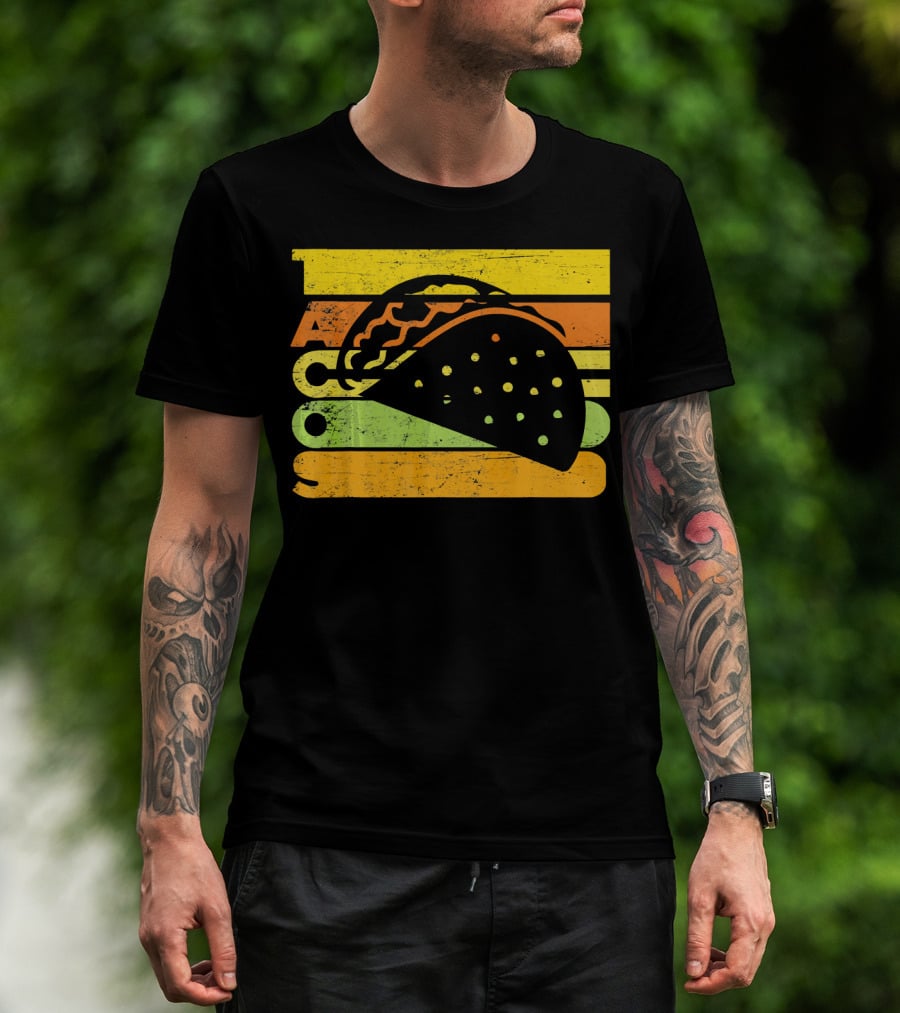 Vintage Retro Style Tacos Funny Ta Stripes Taco T-Shirt