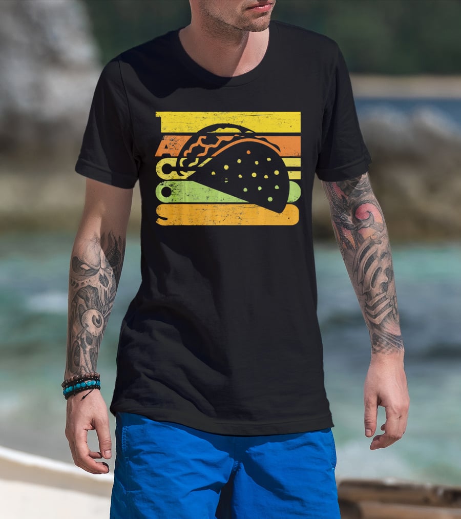 Vintage Retro Style Tacos Funny Ta Stripes Taco T-Shirt
