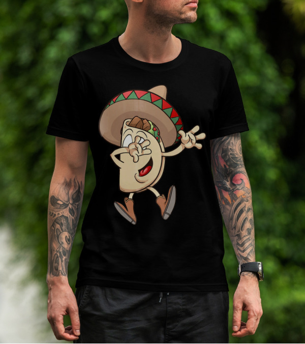 Taco Dance Funny Sombrero Wearin' Animated Taco Character T-Shirt