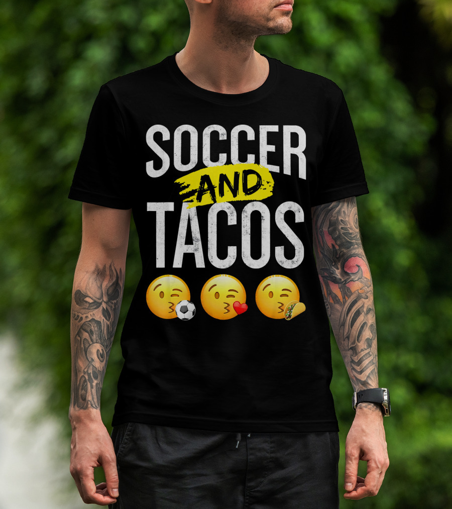 Soccer And Tacos Emoji Soccer Heart Tacos Emoji T-Shirt