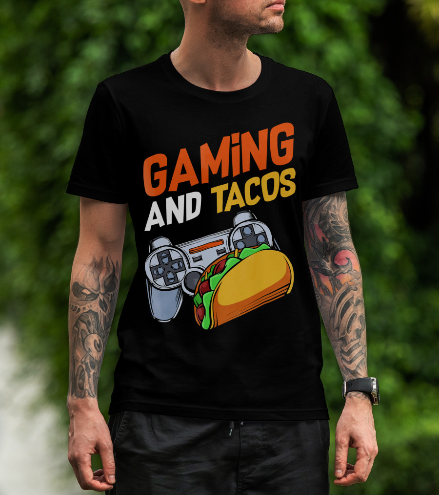 Gaming And Tacos Food Gaming Controller Fun T-Shirt