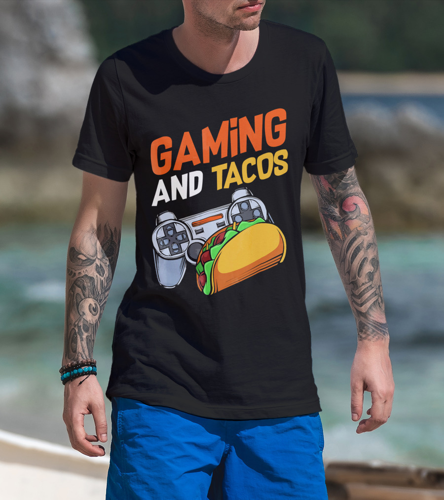 Gaming And Tacos Food Gaming Controller Fun T-Shirt