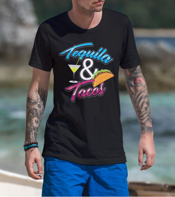 Tequila And Tacos Cute Mexican Food Martini Glass Taco T-Shirt
