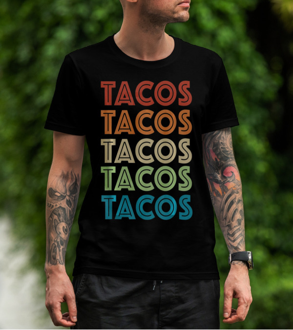 Vintage Tacos Cinco De Mayo Colorful Typography T-Shirt