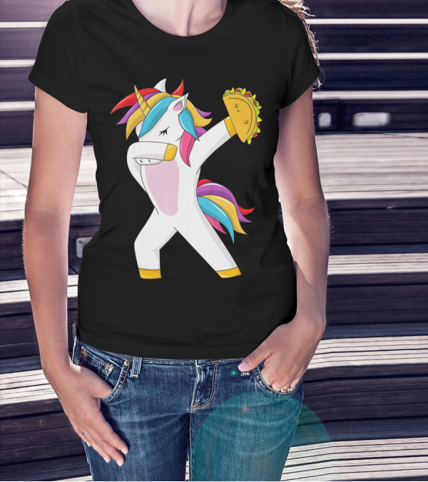 Taco Unicorn Dabbing Dab Funny Cinco De Mayo Rainbow T-Shirt