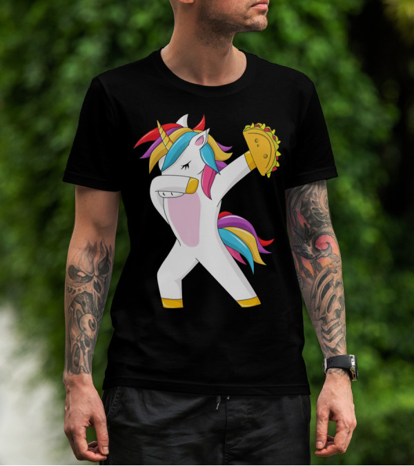 Taco Unicorn Dabbing Dab Funny Cinco De Mayo Rainbow T-Shirt