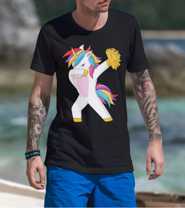 Taco Unicorn Dabbing Dab Funny Cinco De Mayo Rainbow T-Shirt