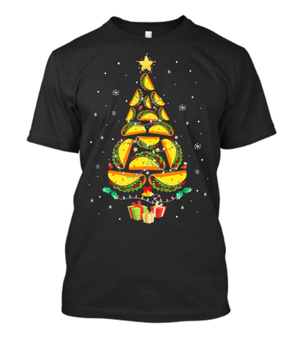 Tacos Christmas Tree Ugly Sweater Funny Holiday Festive T-Shirt