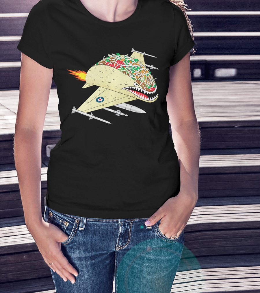 Taco Fighter Jet Air Force Military Shark T-Shirt