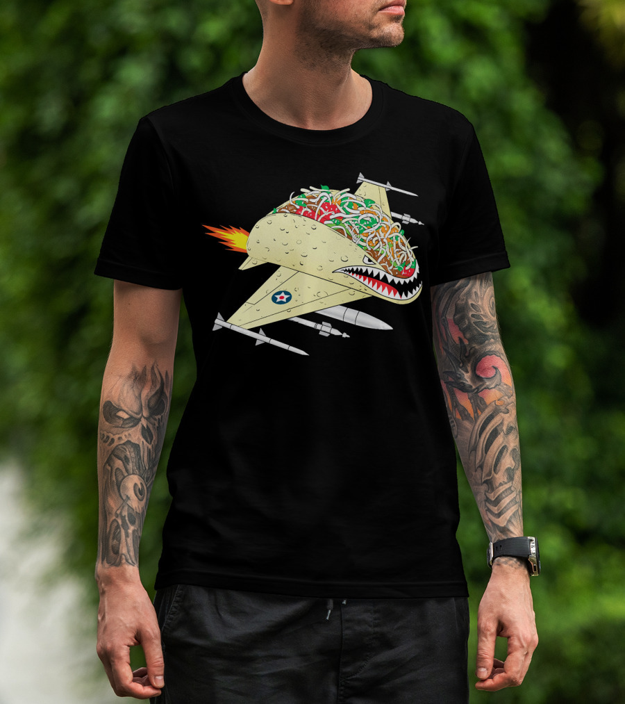 Taco Fighter Jet Air Force Military Shark T-Shirt
