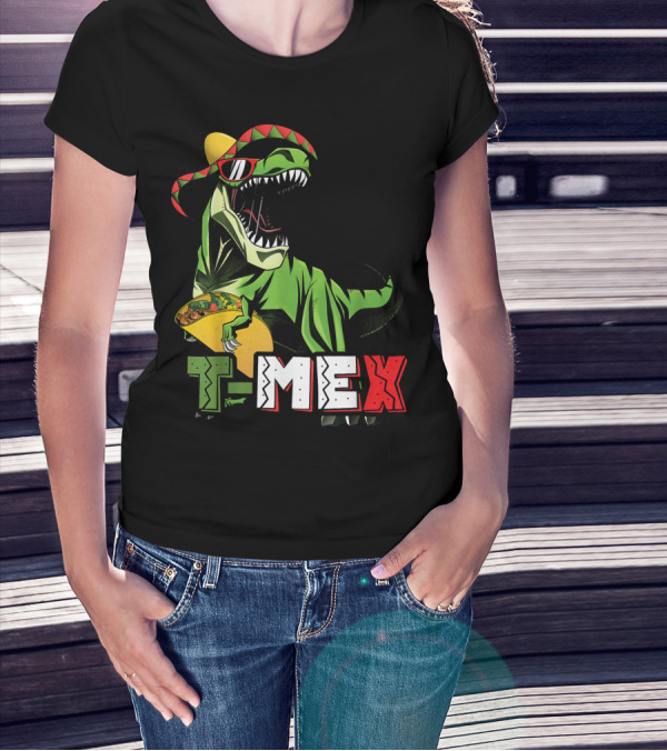 Taco Tuesday T-Mex Dinosaur With Sombrero T-Shirt