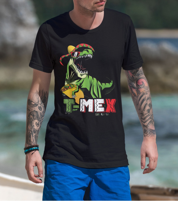 Taco Tuesday T-Mex Dinosaur With Sombrero T-Shirt