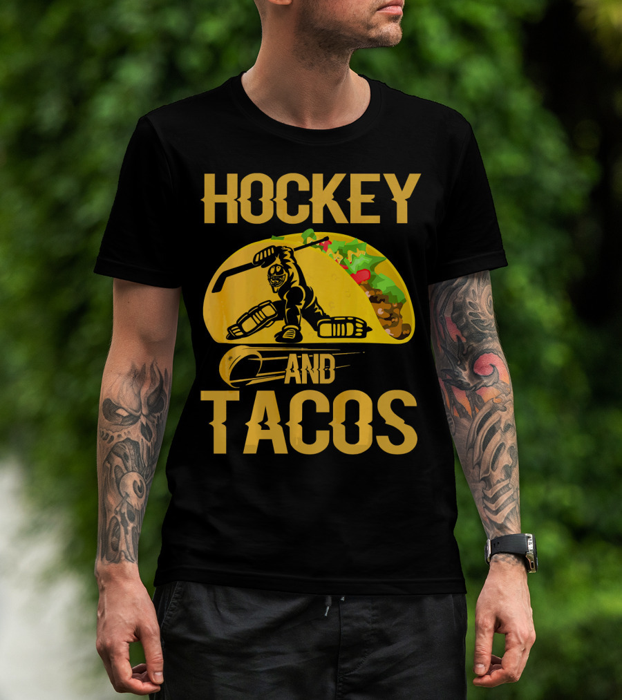Hockey Taco Enthusiast With Skating Player And Vibrant Filling T-Shirt