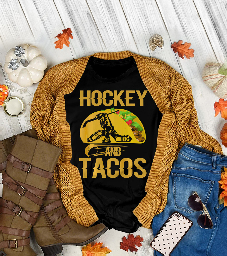 Hockey Taco Enthusiast with Skating Player And Vibrant Filling T-Shirt