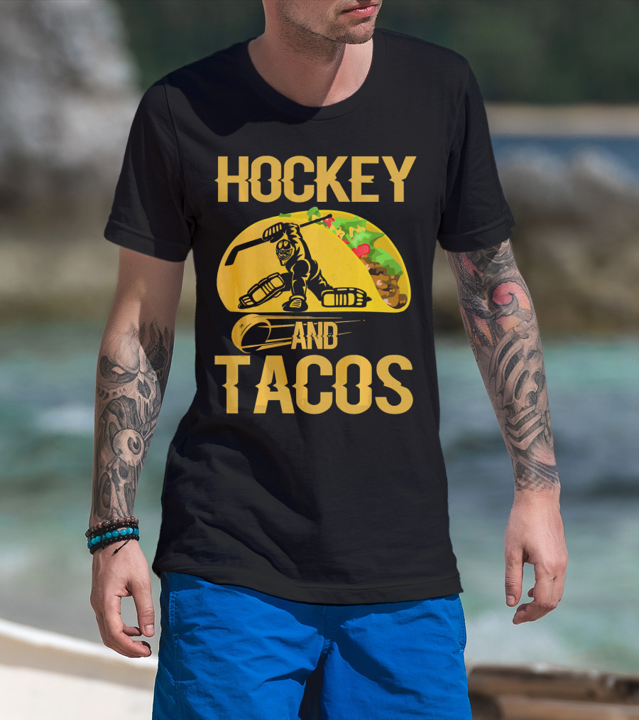 Hockey Taco Enthusiast With Skating Player And Vibrant Filling T-Shirt