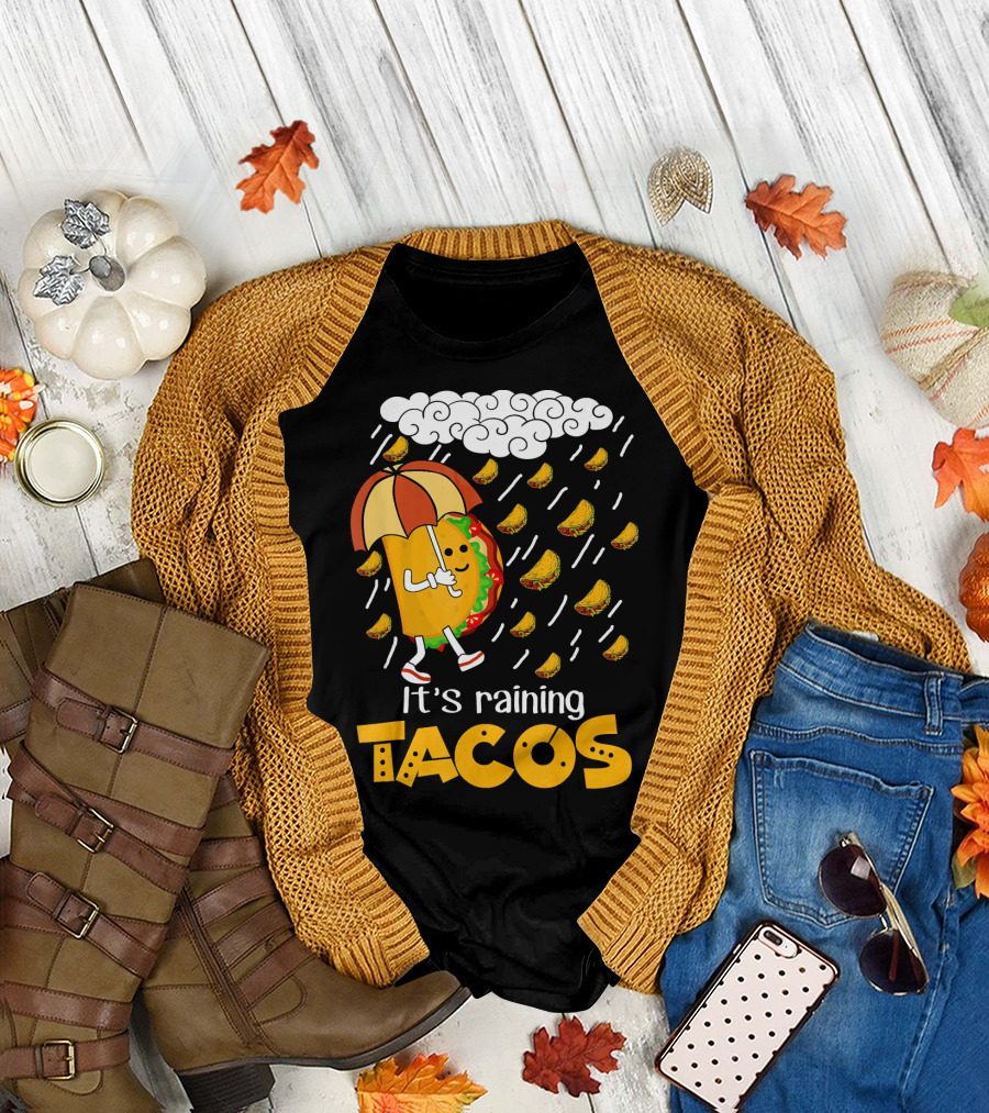It's Raining Tacos Playful Cartoon Fun T-Shirt