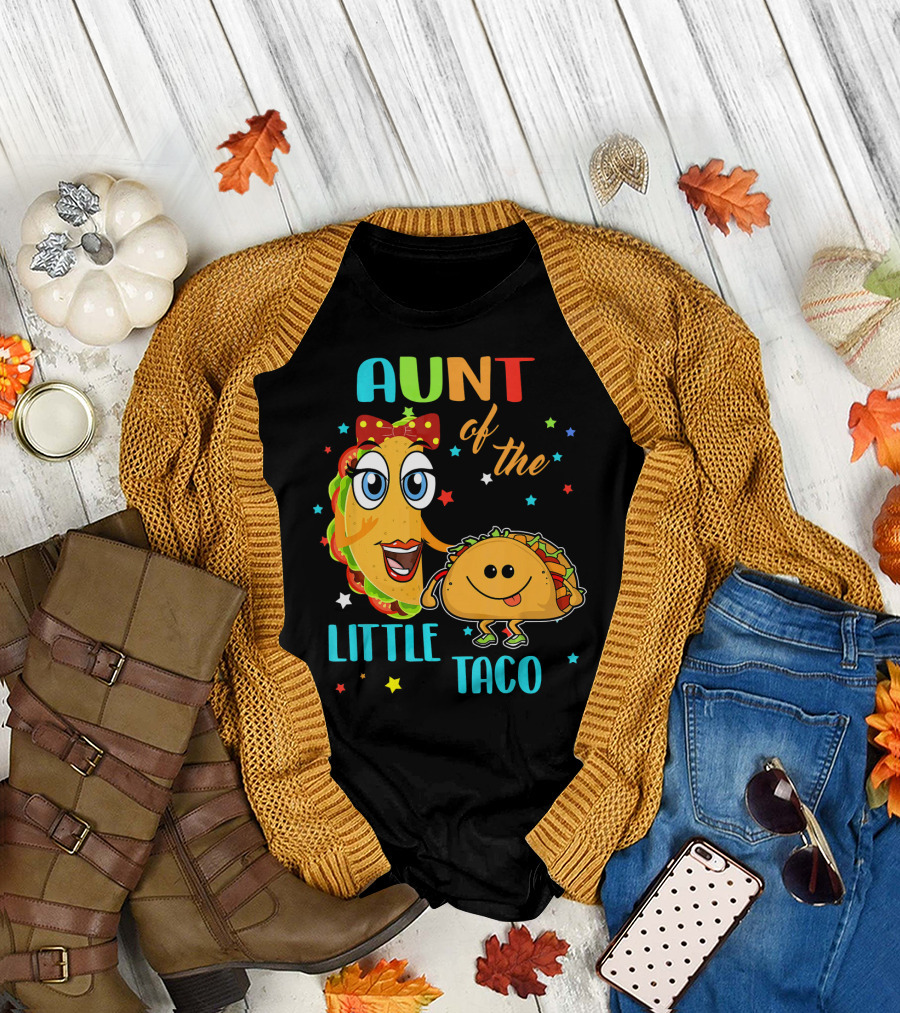 Aunt Of The Little Taco Funny Colorful Cartoon T-Shirt