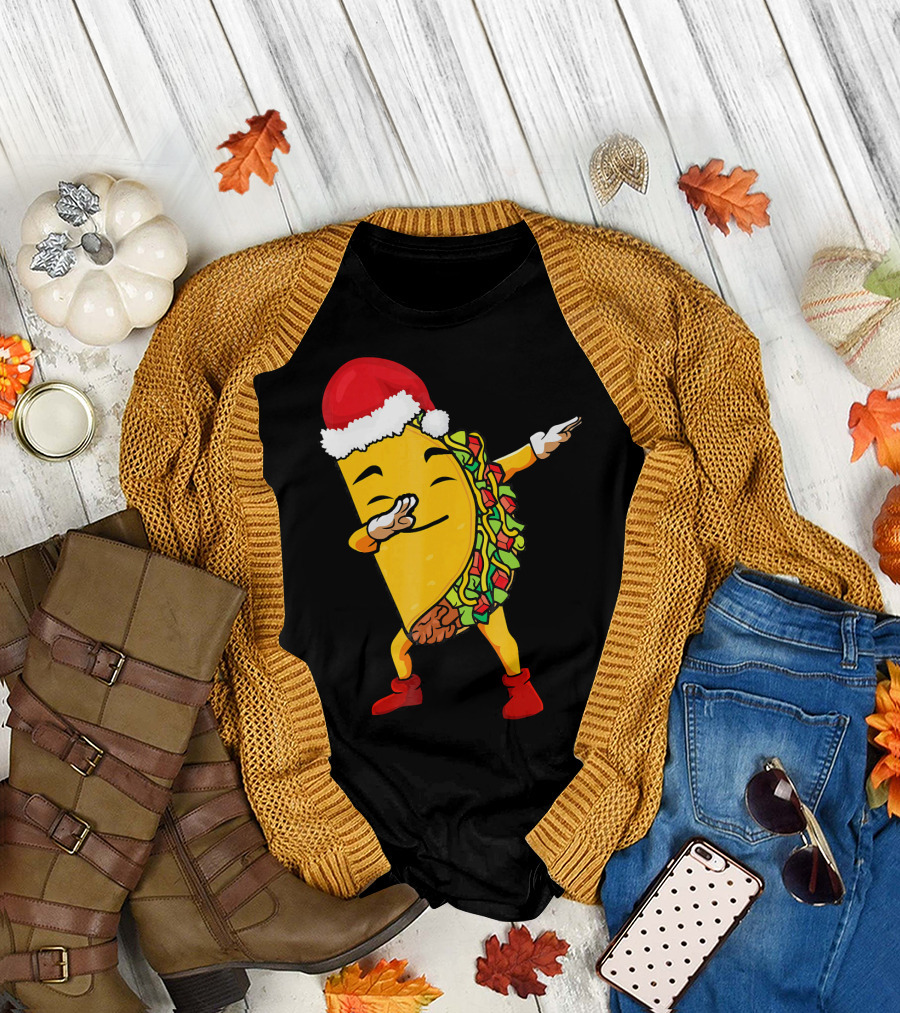 Funny Taco Santa Dabbing Christmas Matcher T-Shirt