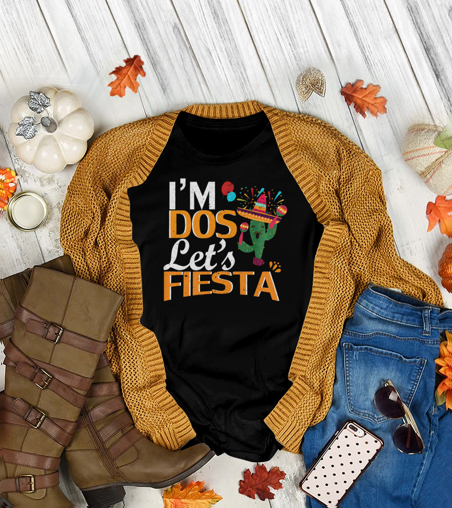 I'm Dos Let's Fiesta Mexican 2nd Birthday Cactus Sombrero Party T-Shirt