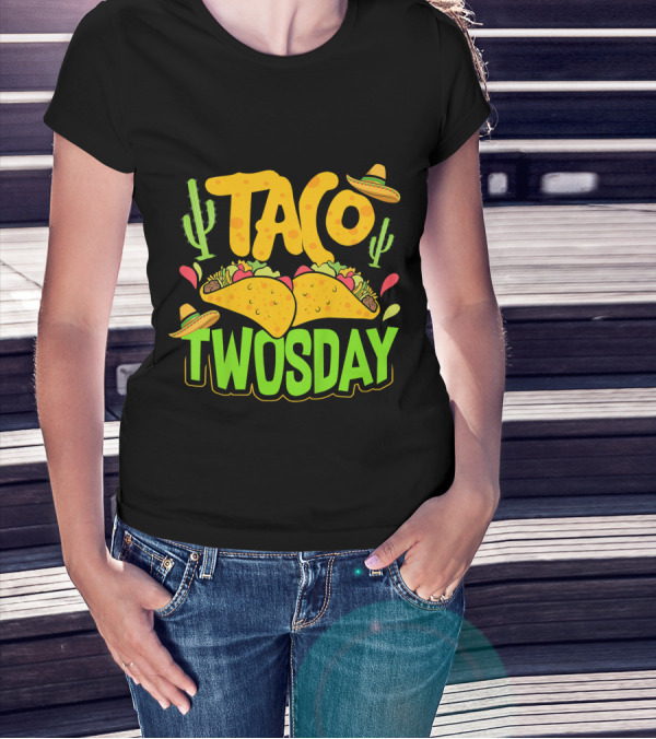 Kids Taco Twosday 2nd Birthday Party Cactus Sombrero T-Shirt