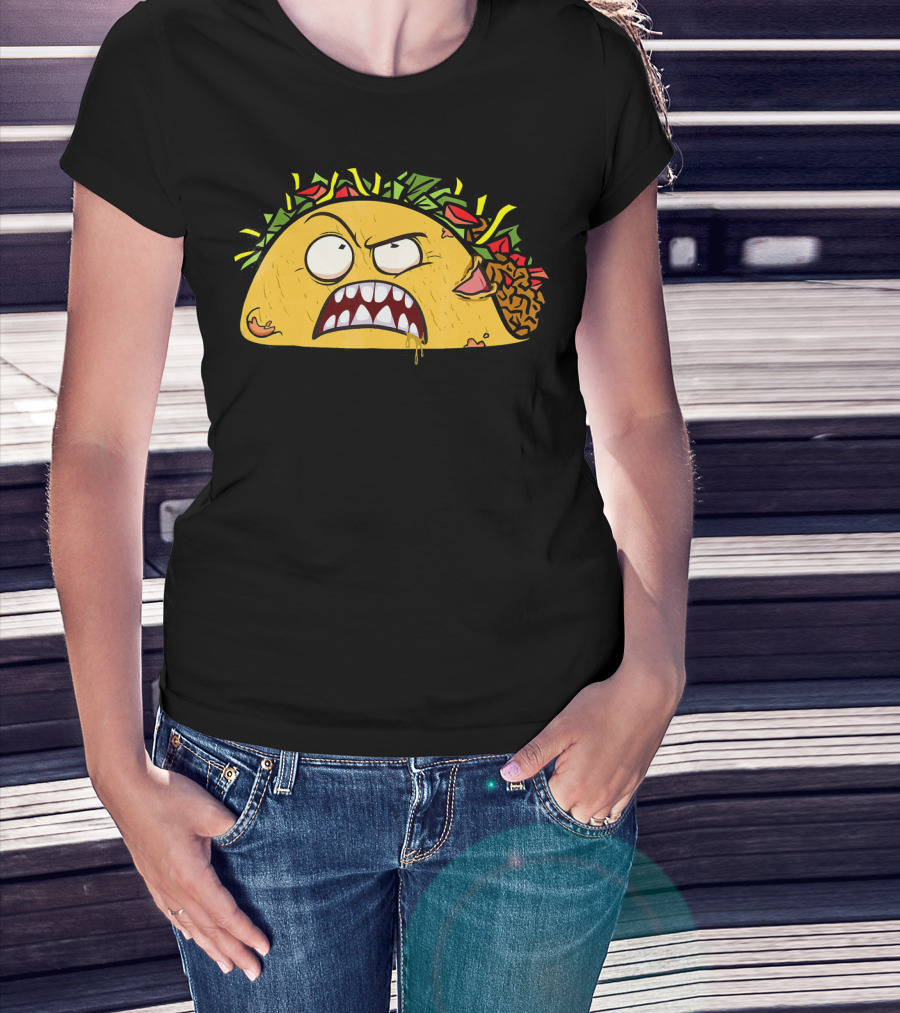Funny Scary Zombie Tacos Face T-Shirt