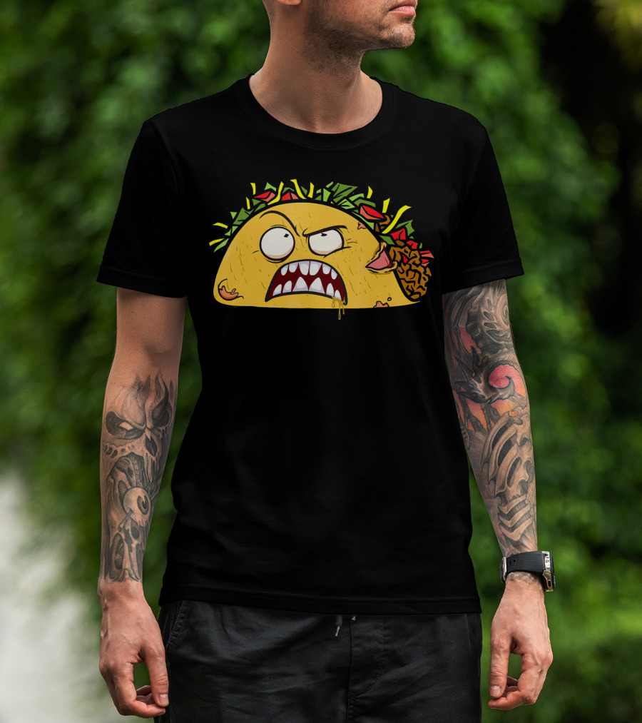 Funny Scary Zombie Tacos Face T-Shirt