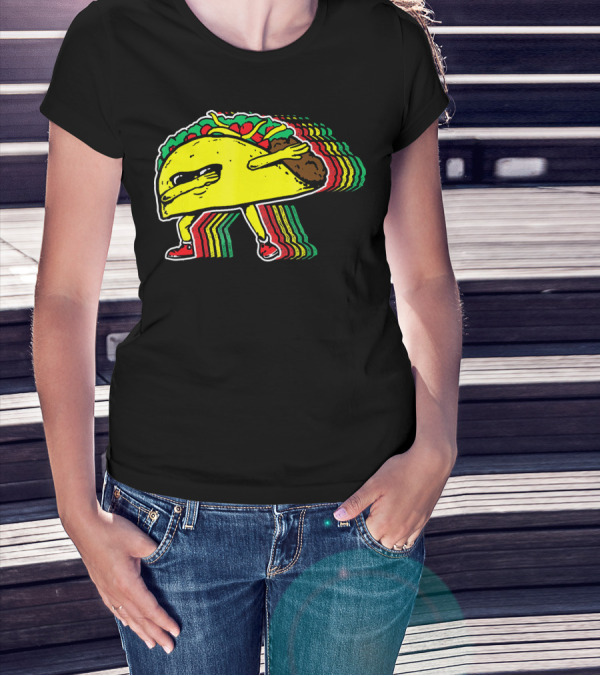 Dabbing Taco With Retro Multicolor Vibe T-Shirt