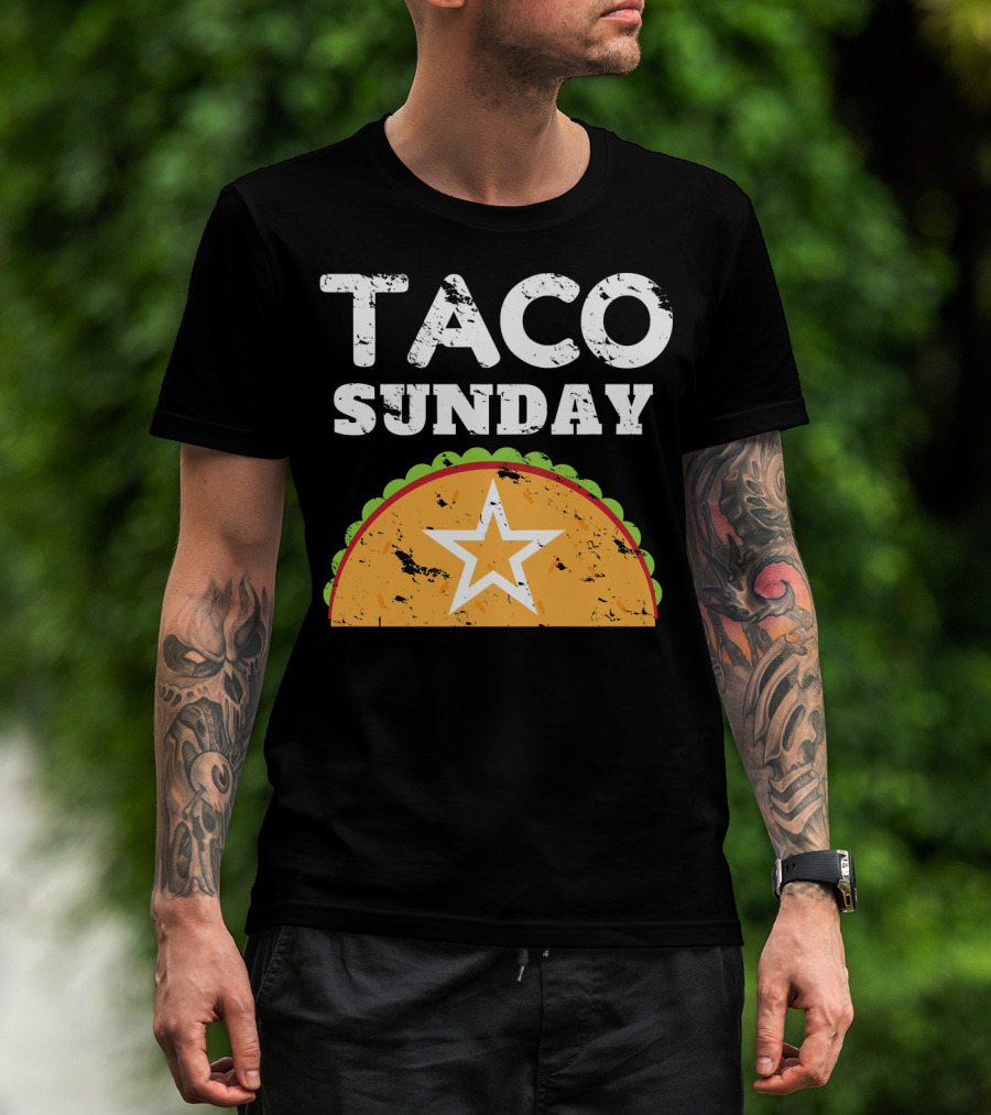 Taco Sunday With Star Inside Crunchy Shell Ribbed Edge T-Shirt