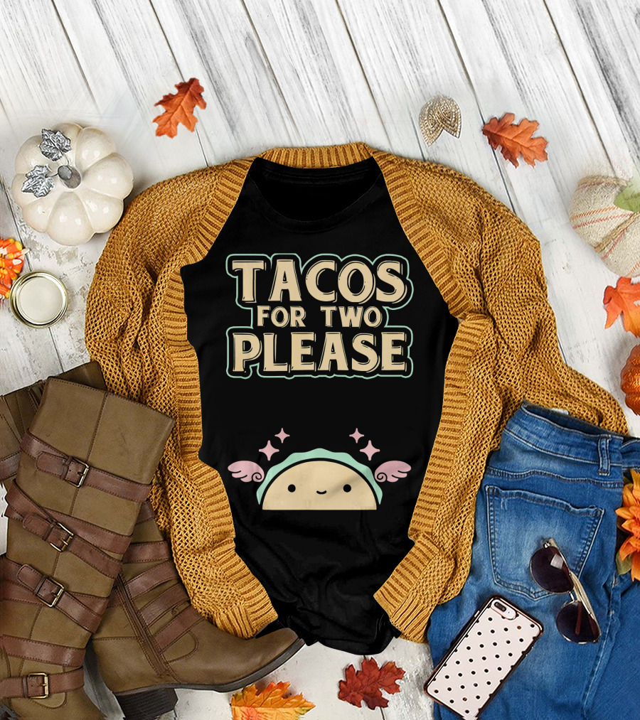 Tacos for Two Please Pregnant Mommy Kawaii Taco T-Shirt