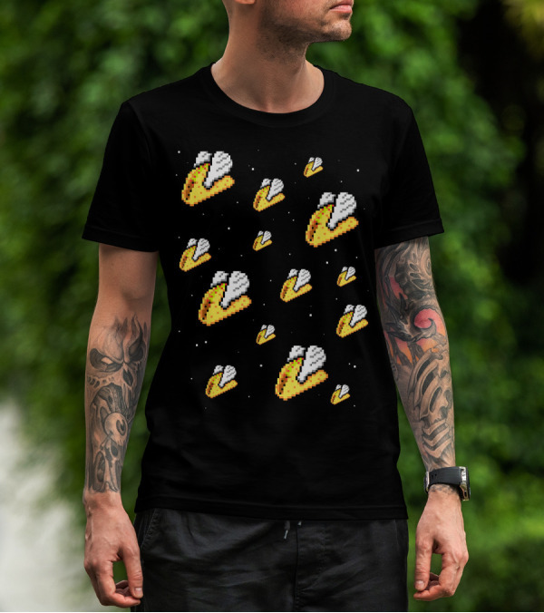 Shirt.Woot Flying Tacos Pixelated Space Adventure T-Shirt