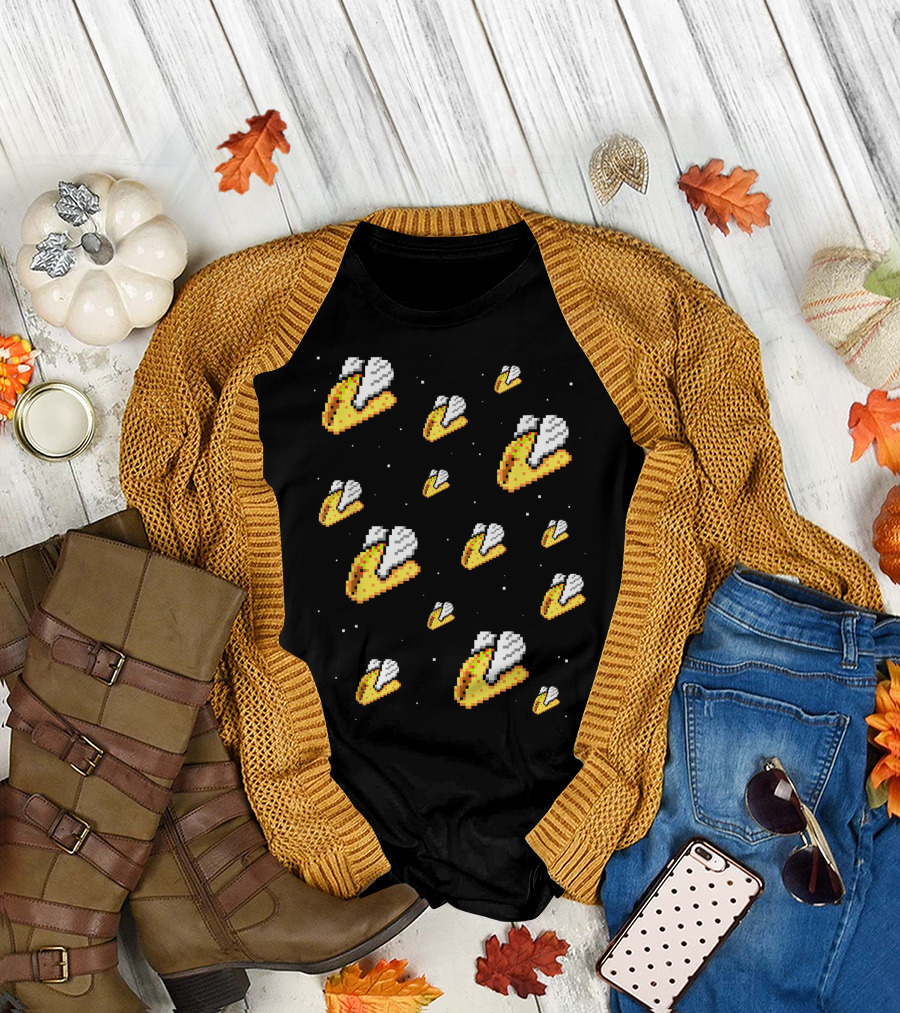 Shirt.Woot Flying Tacos Pixelated Space Adventure T-Shirt