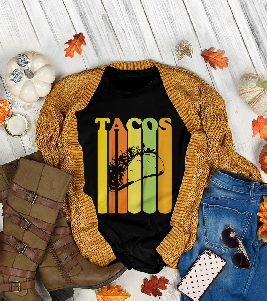 Tacos Retro Vintage Stripes Kids Novelty T-Shirt