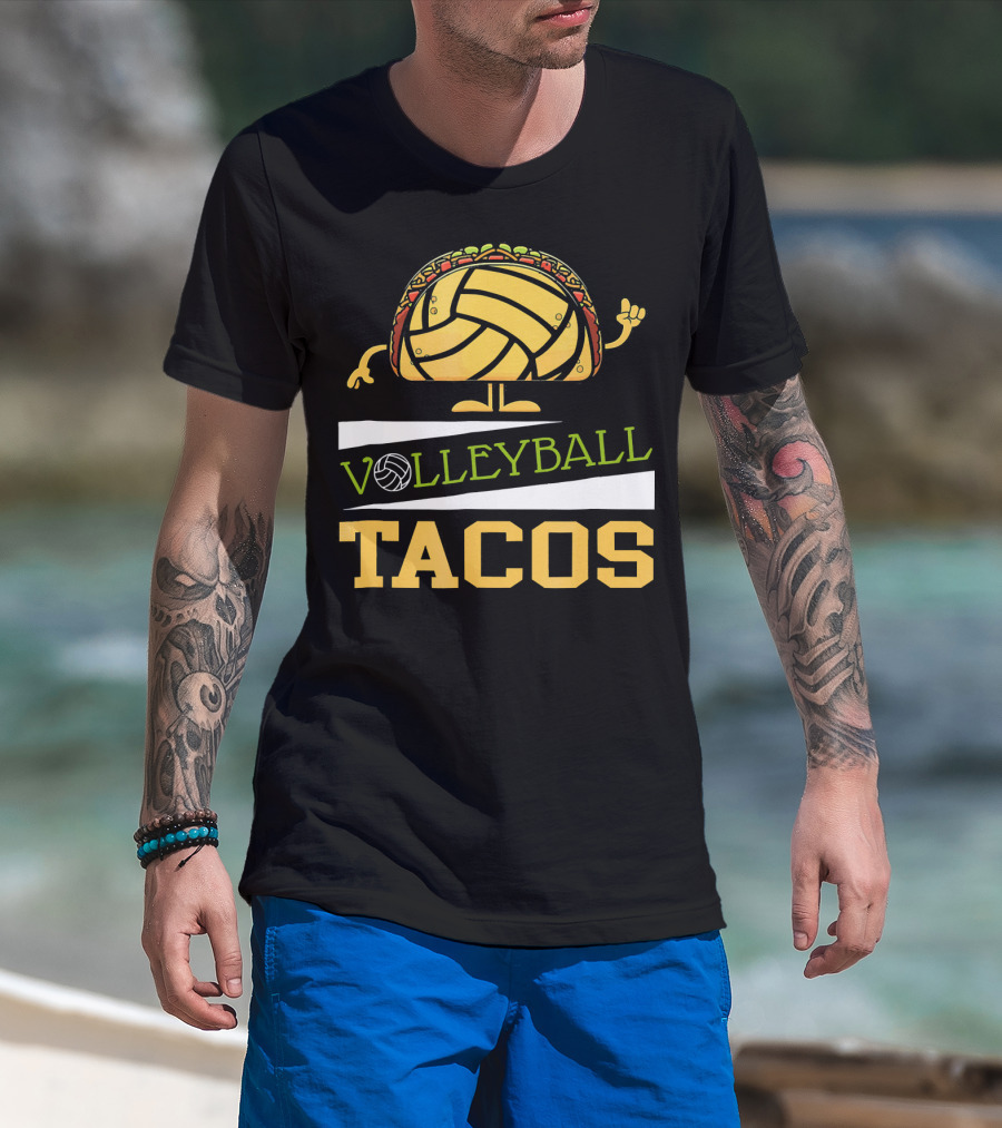 Volleyball Tacos Fun Men Women Kids Volleyball Player T-Shirt