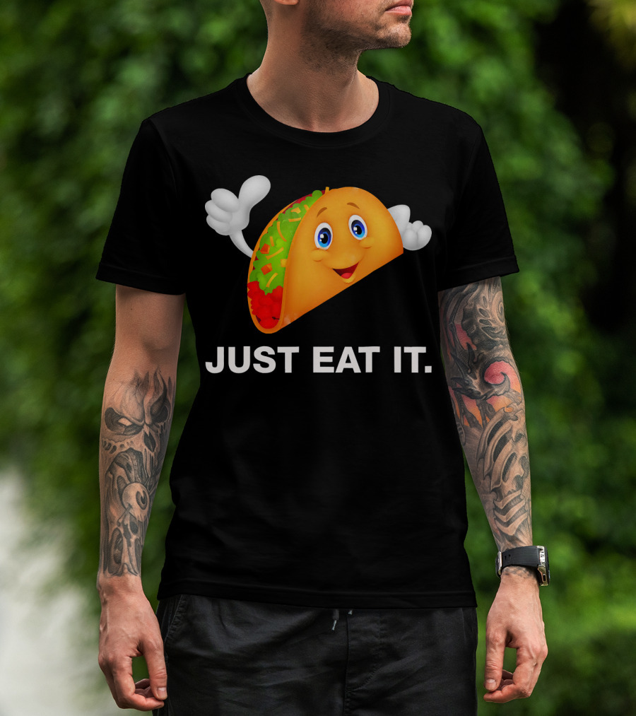 Just Eat It Taco Cartoon Emoji With Hands T-Shirt