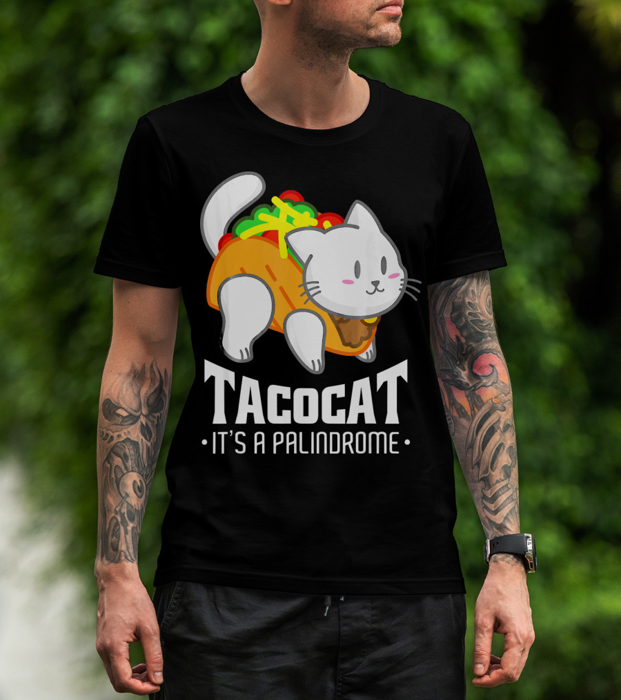 Tacocat It's A Palindrome Cute Funny Taco Cat Lover T-Shirt
