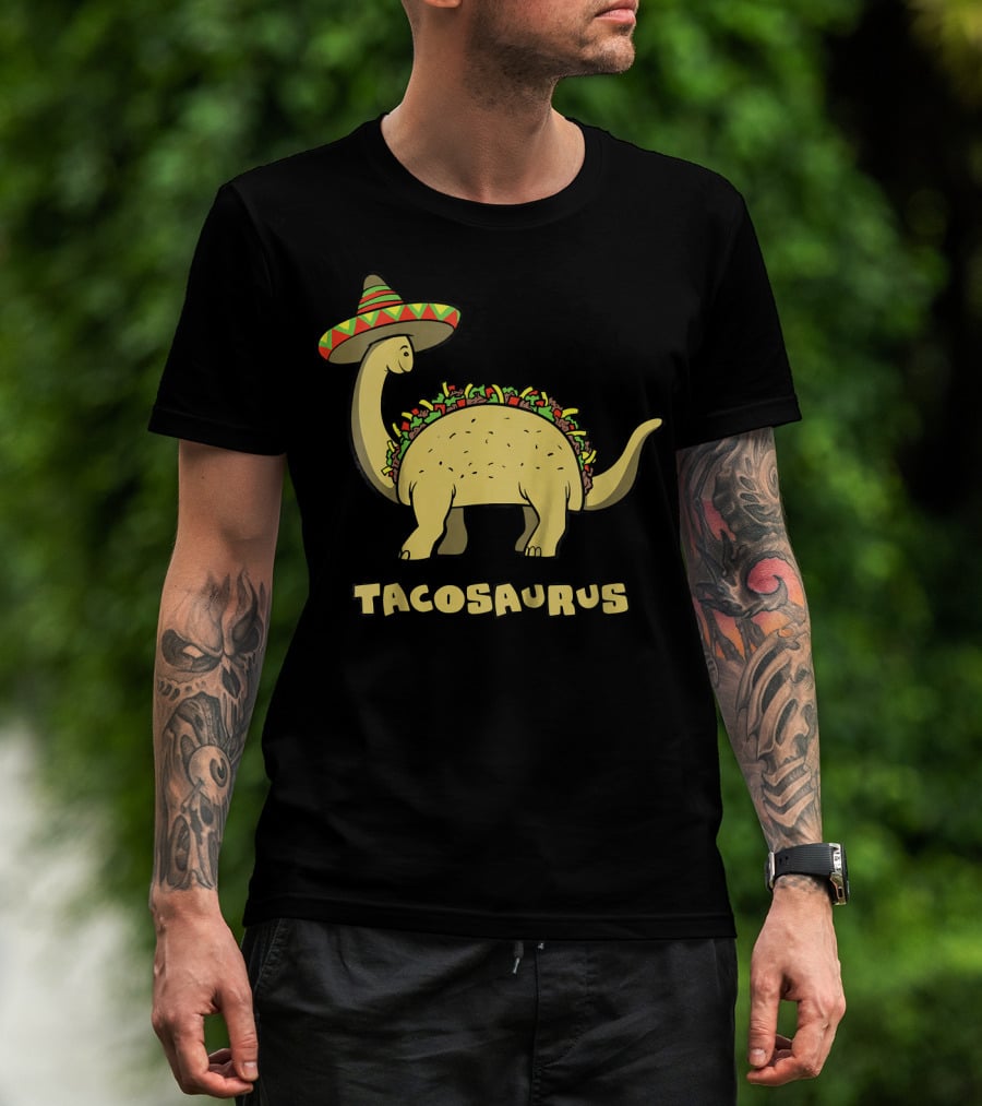 Kids Funny Tacosaurus Dinosaur With Sombrero Hat T-Shirt