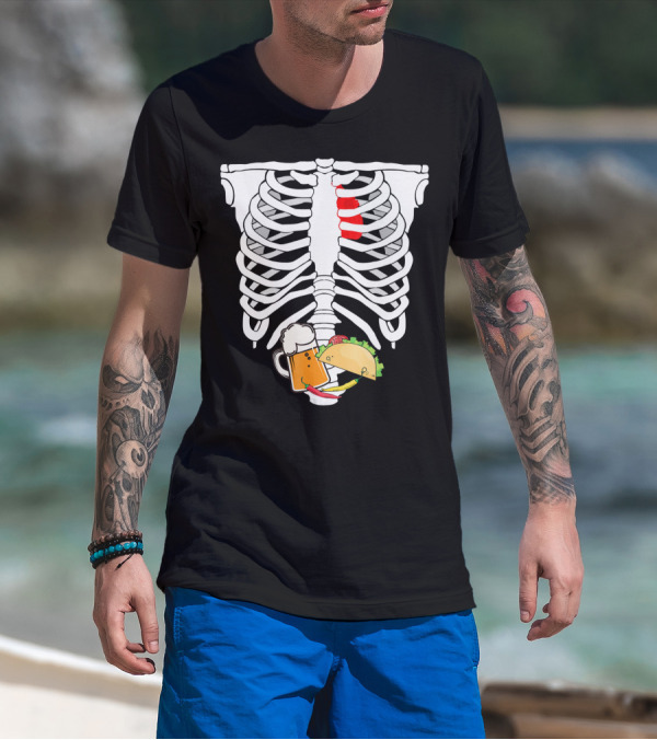 Skeleton X-Ray Taco Beer Unis T-Shirt
